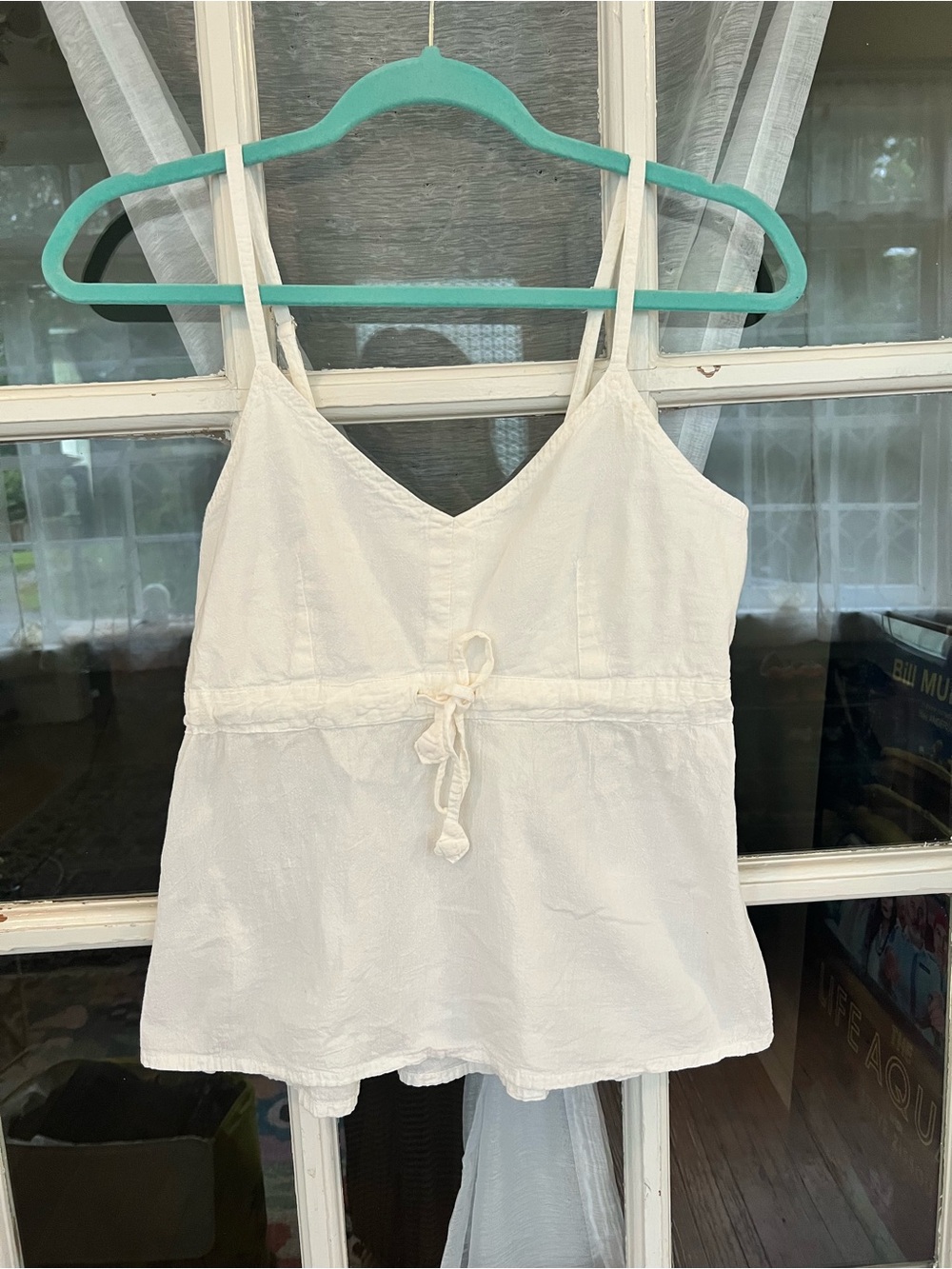 Classic White Cotton Tie-Waist Camisole Top